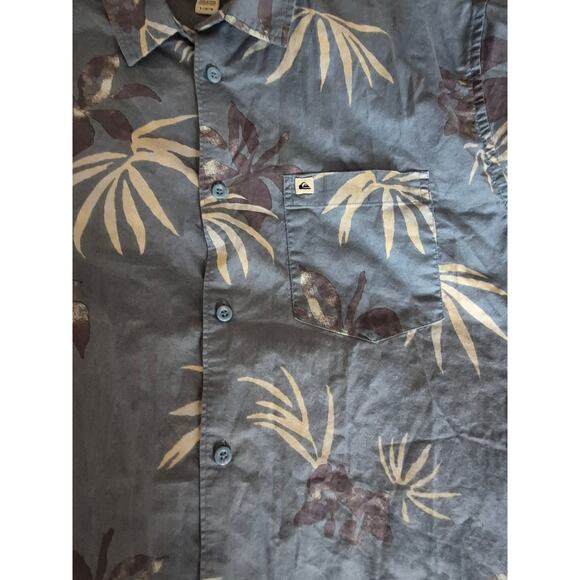 Quiksilver Men’s L Tropical Palm Floral Button Up Short Sleeve Vacation Shirt - Picture 6 of 8